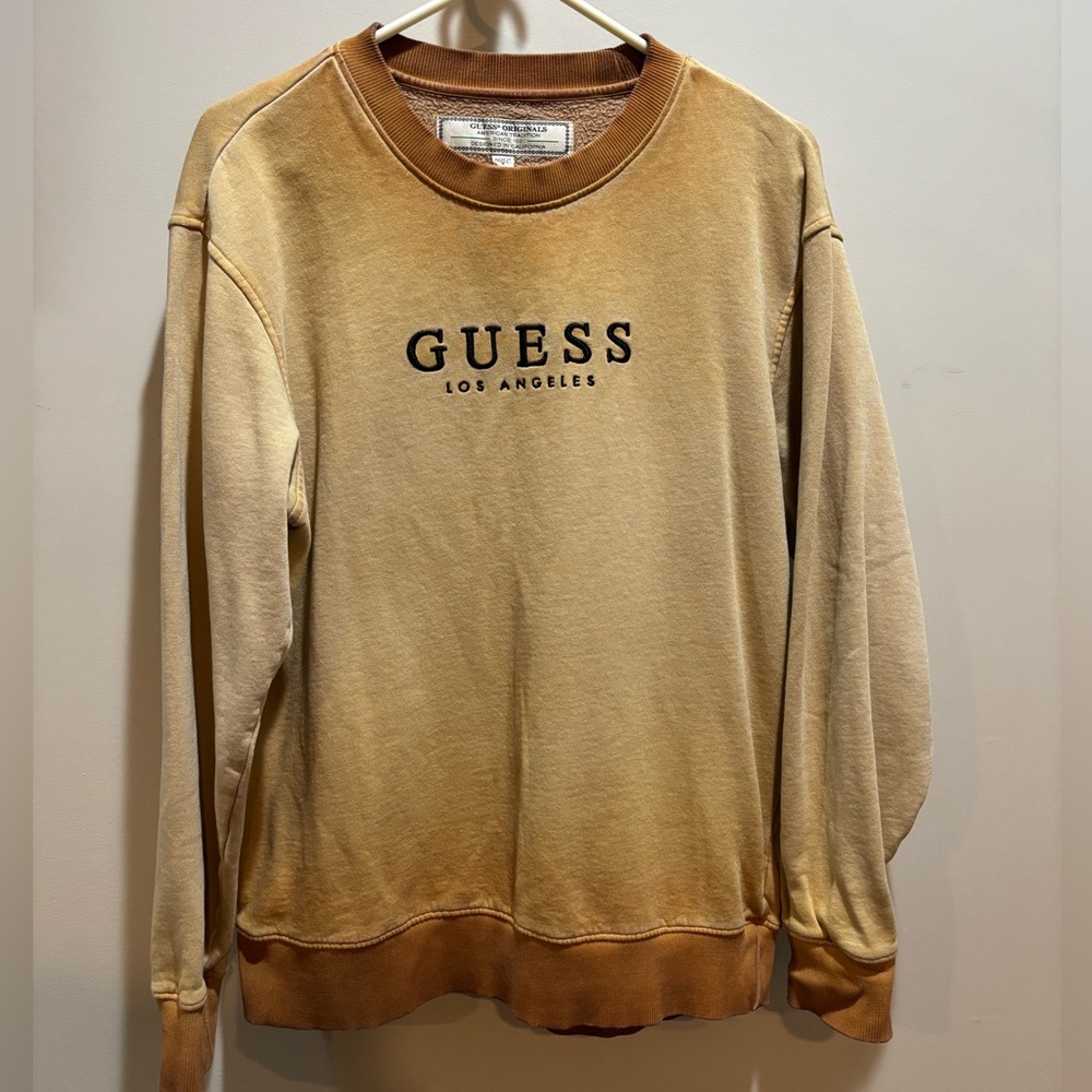 GUESS Men's Beige Crewneck Sweater